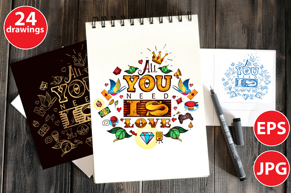 All you need is love. Lettering. in Illustrations - product preview 2