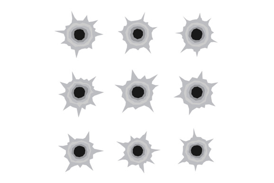 Bullet Holes Icons Set in Graphics - product preview 8