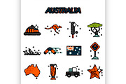 Australia flat icons set