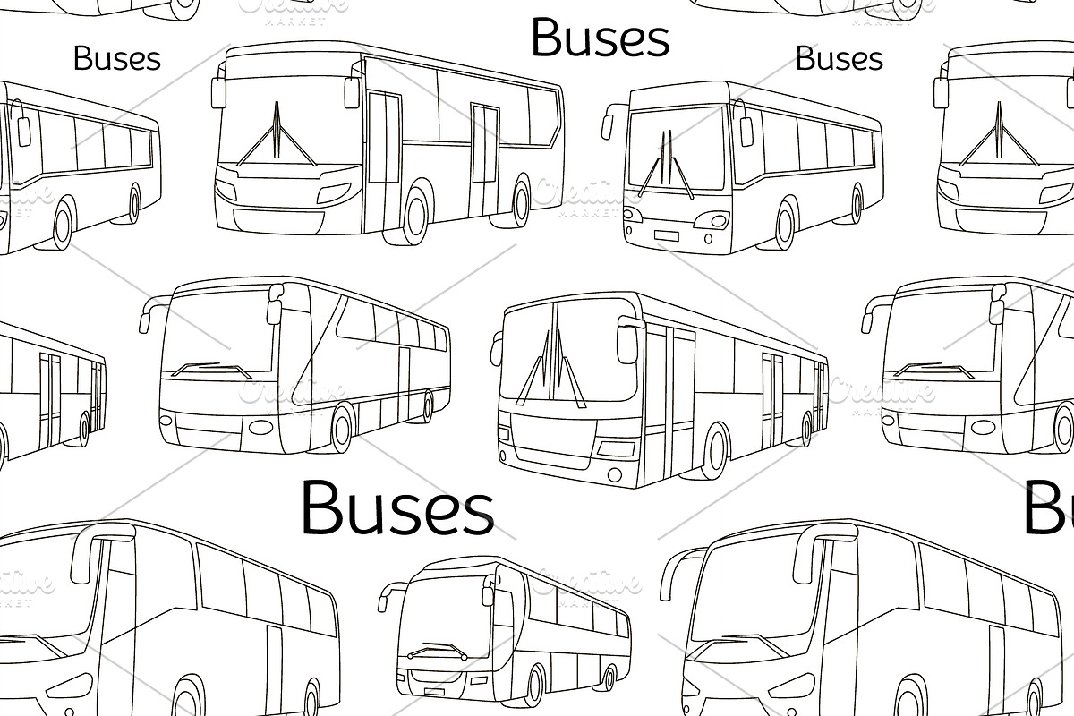 Bus icons set pattern in Patterns - product preview 8