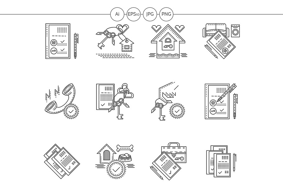 Rent of house flat line vector icons in Graphics - product preview 8