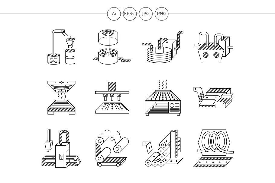 Food processing flat line icons in Graphics - product preview 8