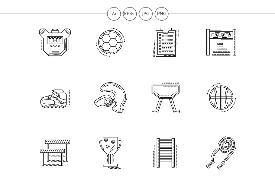 Physical culture flat line icons in Graphics - product preview 8