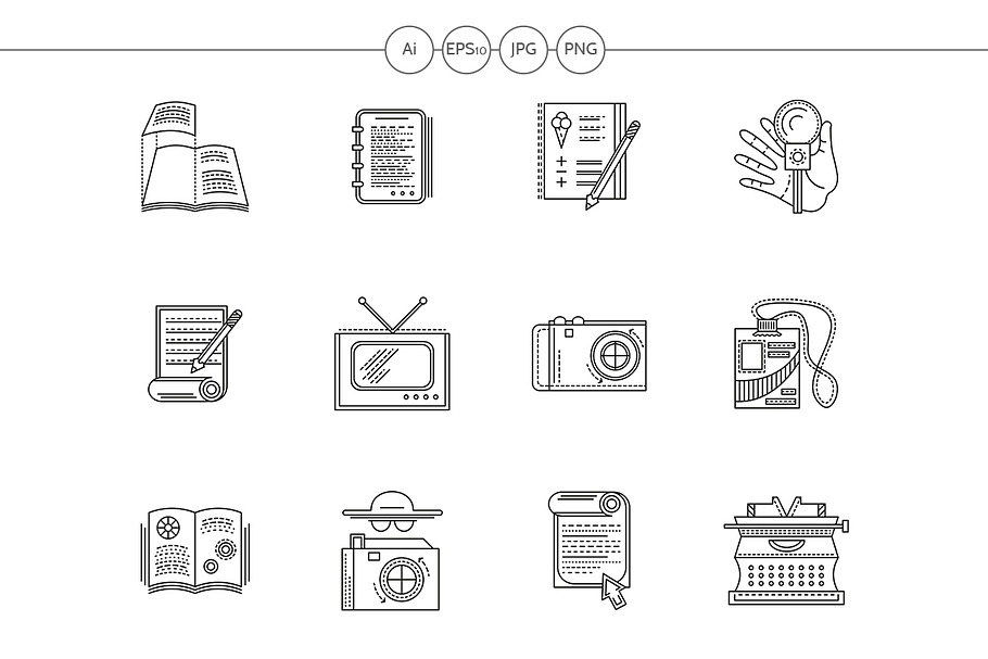 Journalism flat line vector icons in Graphics - product preview 8