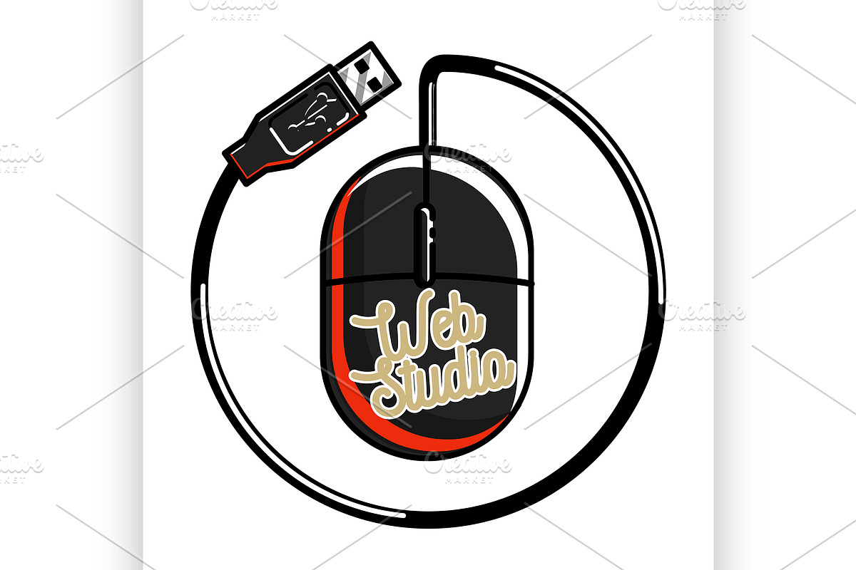 Clolor vintage web studio emblem in Illustrations - product preview 8