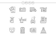 Event agency flat line vector icons
