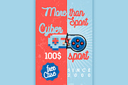 Color vintage cyber sport banner