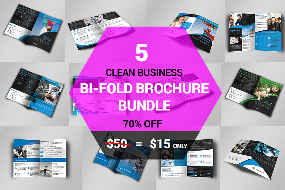 5 Clean Business Bi Fold Brochure in Brochure Templates - product preview 8