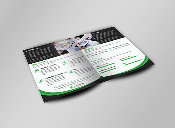 5 Clean Business Bi Fold Brochure in Brochure Templates - product preview 4