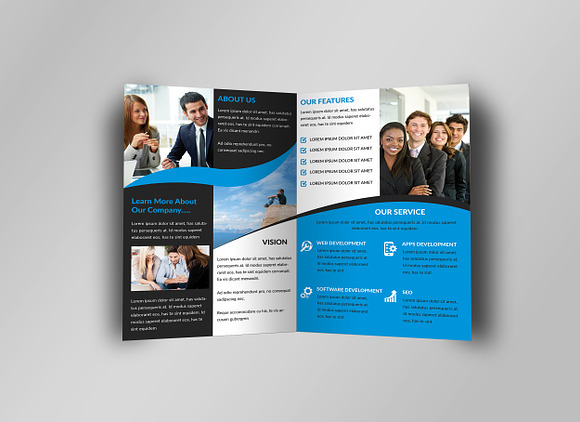 5 Clean Business Bi Fold Brochure in Brochure Templates - product preview 6