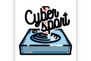 Color vintage cyber sport banner