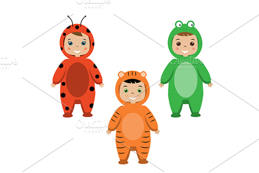 Kids. Children in animal partyoutfit in Illustrations - product preview 8