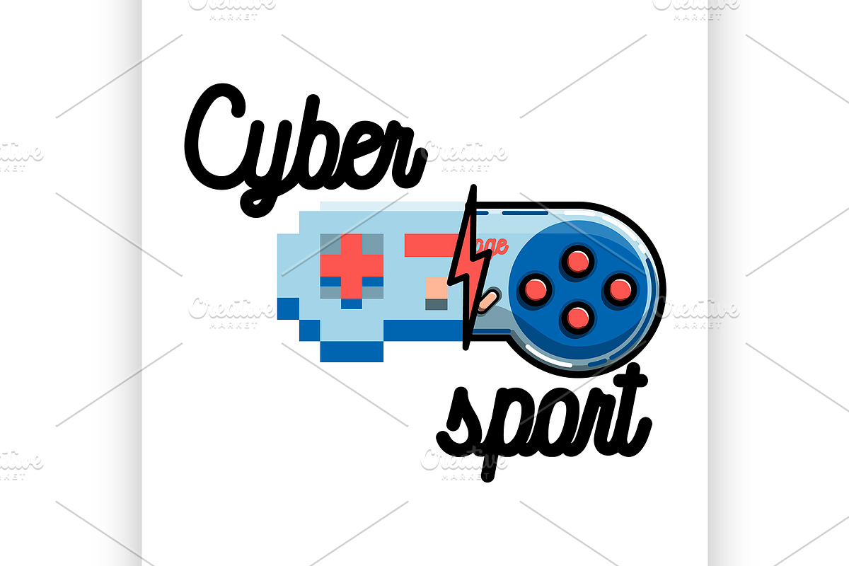 Color vintage cyber sport banner in Illustrations - product preview 8