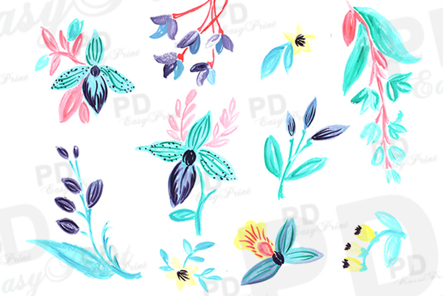 Hand Painted Mint Orchid Clipart