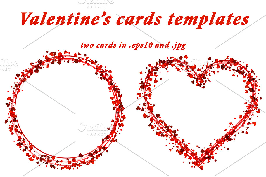 2 Valentine's cards with red hearts