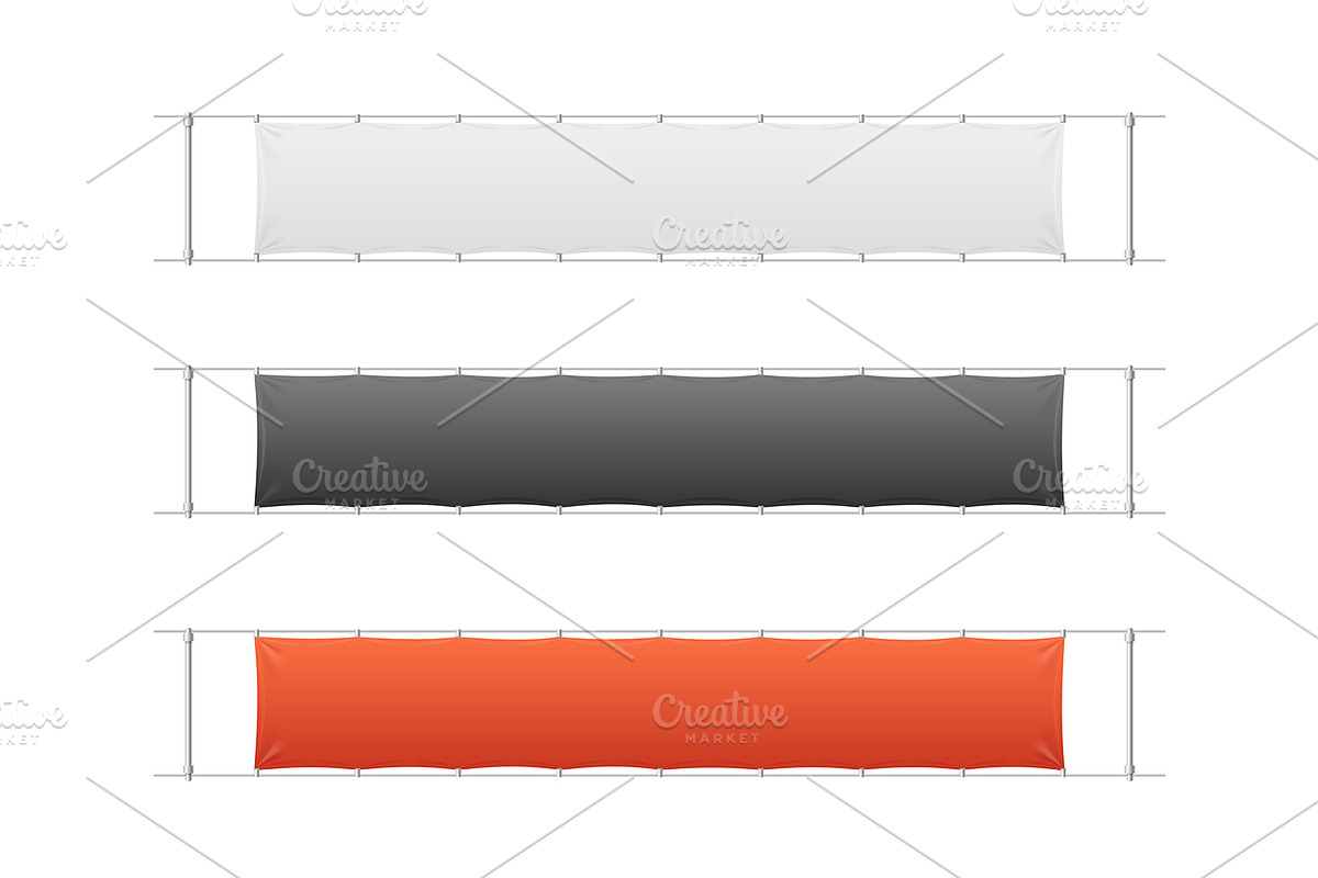 Blank Banner Textile Set in Objects - product preview 8