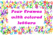 Four frames with colored letters