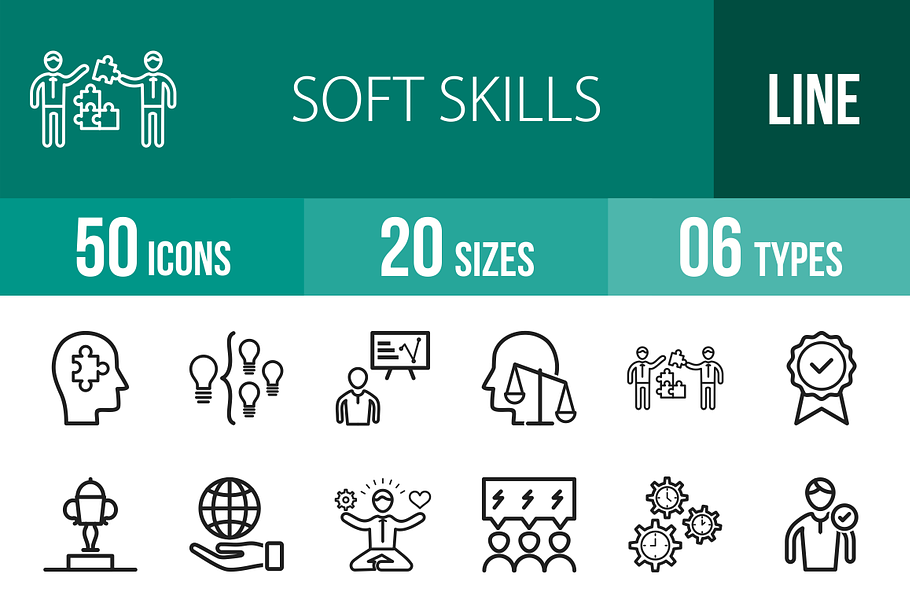 50 Soft Skills Line Icons in Graphics - product preview 8