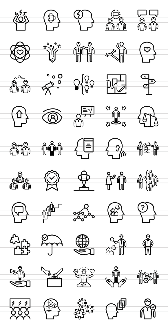 50 Soft Skills Line Icons in Graphics - product preview 1
