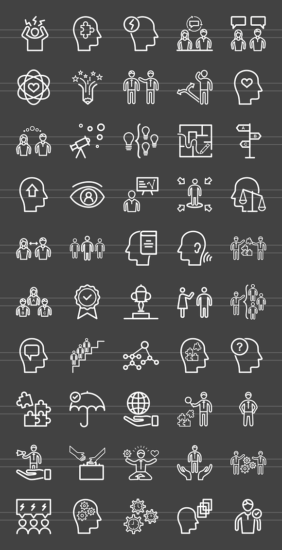 50 Soft Skills Line Inverted Icons in Graphics - product preview 1