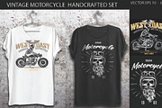 Motorcycle and skull vector set