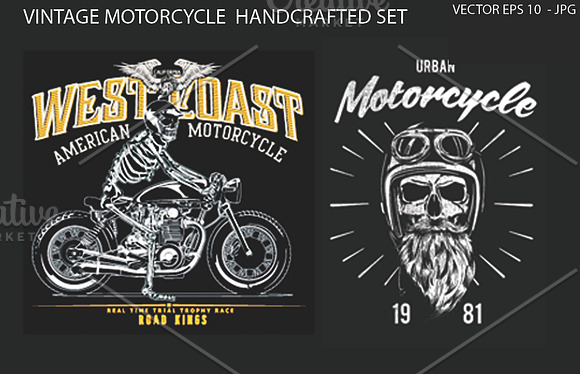 Motorcycle and skull vector set in Illustrations - product preview 1