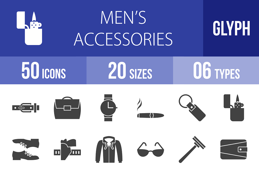 50 Men's Items Glyph Icons in Graphics - product preview 8