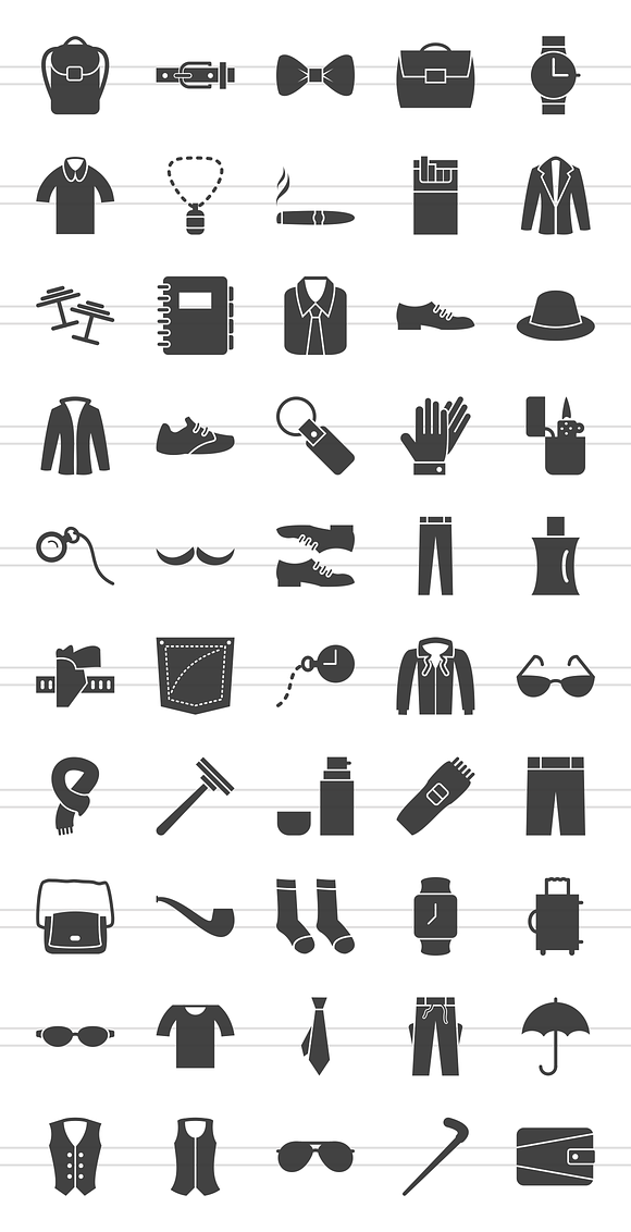 50 Men's Items Glyph Icons in Graphics - product preview 1