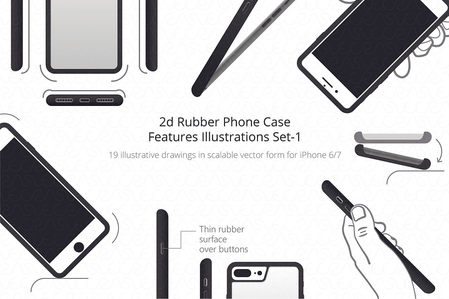 2d Rubber Case Feature Illustrations in Product Mockups - product preview 8