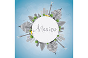 Mexico skyline with gray landmarks