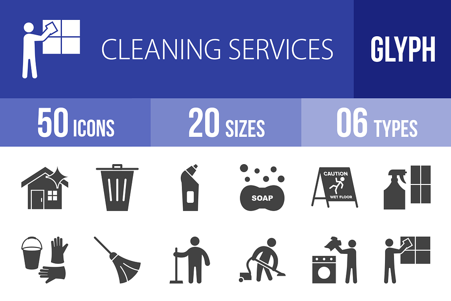 50 Cleaning Glyph Icons in Graphics - product preview 8