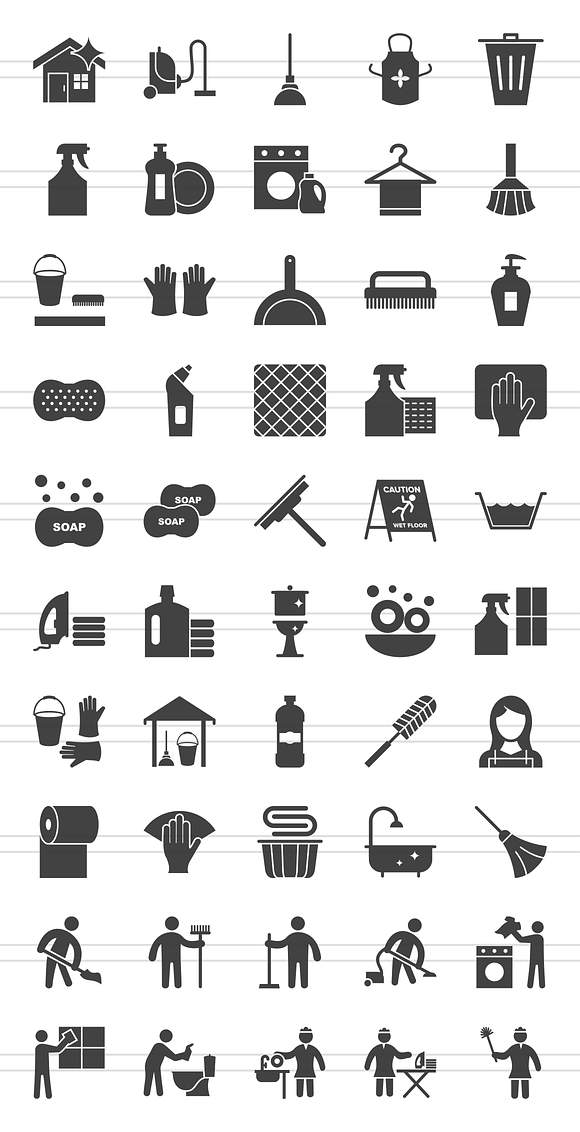 50 Cleaning Glyph Icons in Graphics - product preview 1