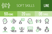 50 Soft Skills Green & Black Icons