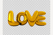 Gold inflatable word love