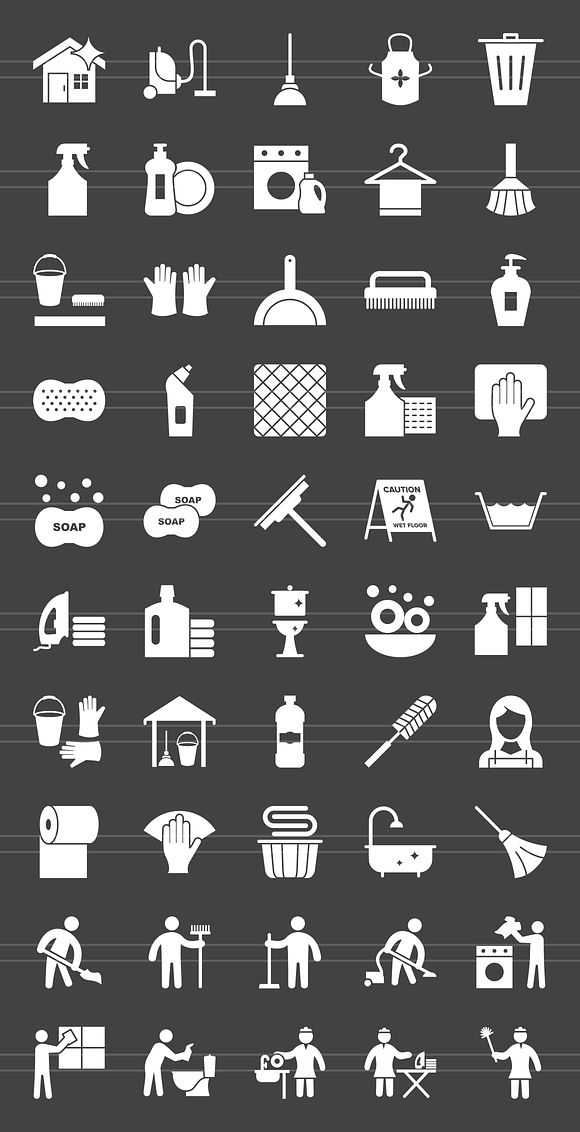 50 Cleaning Glyph Inverted Icons in Icons - product preview 1