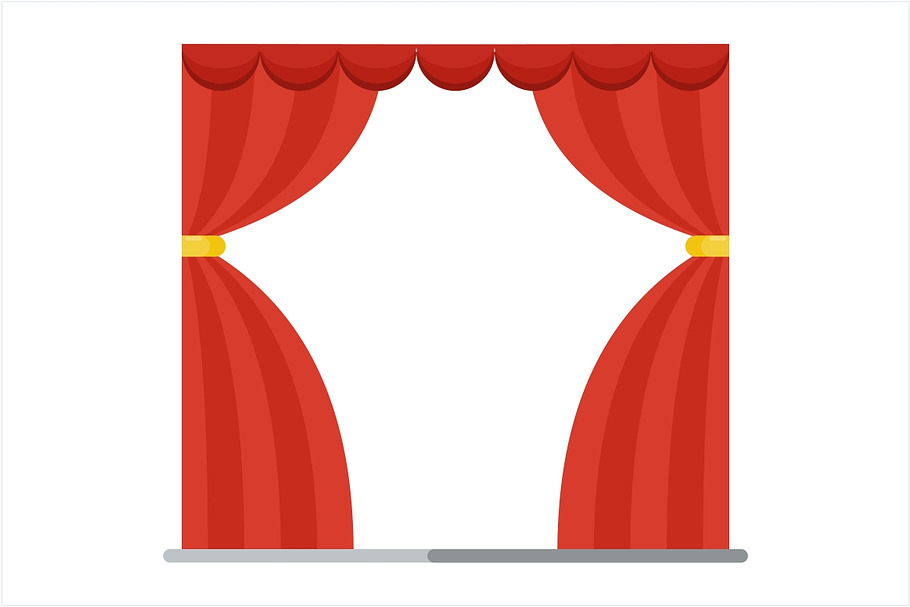 Red theater curtain in Objects - product preview 8