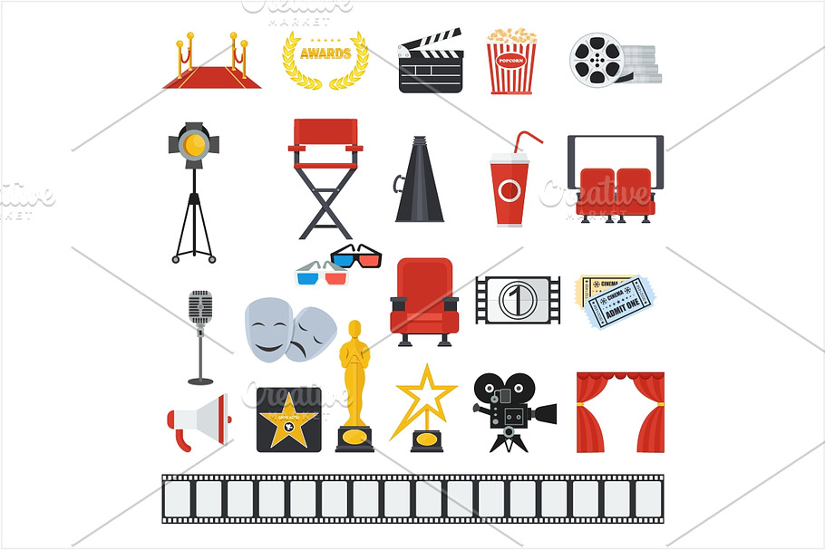 Big set of cinema icons in Graphics - product preview 8