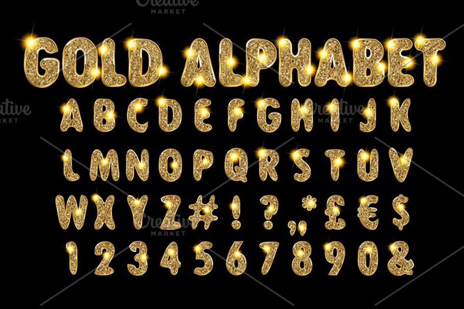 Vector Golden Alphabet Set in Graphics - product preview 8