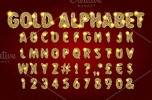 Vector Golden Alphabet Set in Graphics - product preview 2