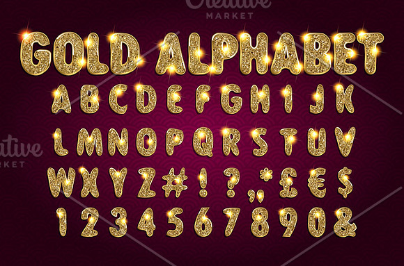 Vector Golden Alphabet Set in Graphics - product preview 3
