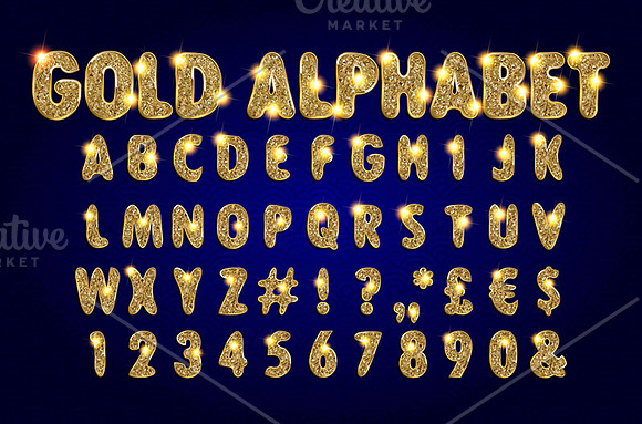 Vector Golden Alphabet Set in Graphics - product preview 4