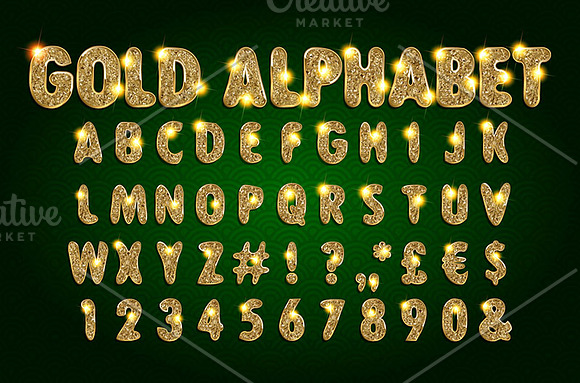 Vector Golden Alphabet Set in Graphics - product preview 5