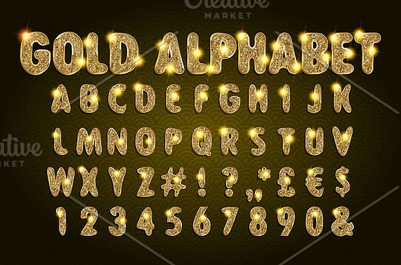 Vector Golden Alphabet Set in Graphics - product preview 6