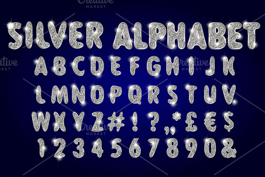 Vector Silver Alphabet Set in Graphics - product preview 8