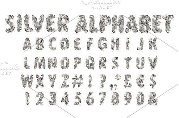 Vector Silver Alphabet Set in Graphics - product preview 1