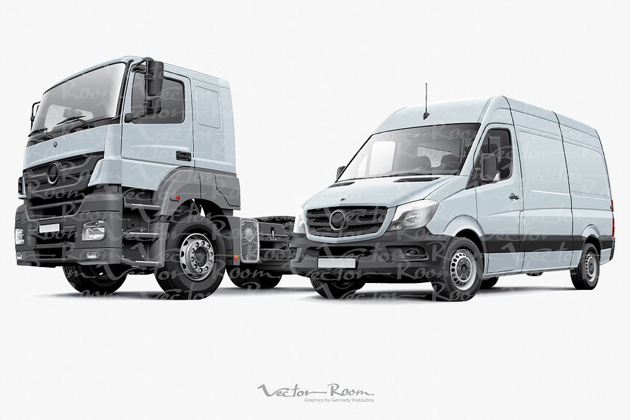 Two commercial vehicles in Illustrations - product preview 8