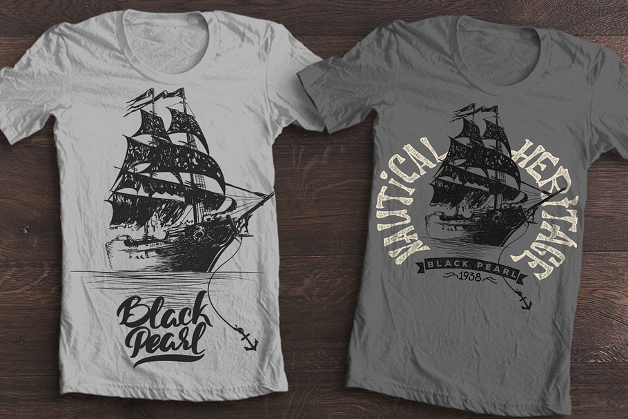 Hand drawing ship T-shirt Printing in Illustrations - product preview 8