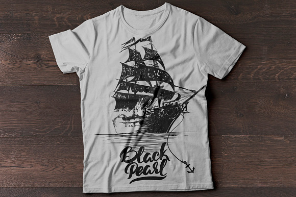 Hand drawing ship T-shirt Printing in Illustrations - product preview 2