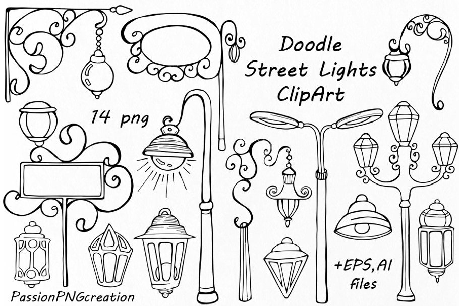 Doodle Street Lights Clipart