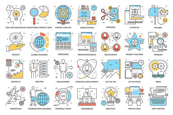 525 Flat Colored Line Icons in Server Icons - product preview 5
